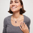 Short link chain pendant necklace pink crystal